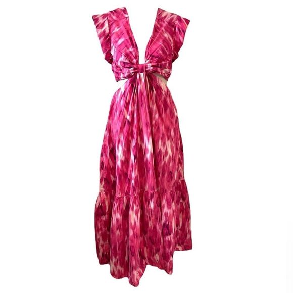 NEW Jason Wu Poplin Water Color Cut Out Maxi Dress - Picture 1 of 9